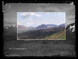 (William Henry Jackson (1870); Joanna Corimanya, Anahí Quezada and Townsend Peterson (2024) via The New York Times) The Uinta Mountains in 1870, overlaid with images from 2001 and 2024. At center is a formation known as the Red Castle.