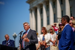 (Trent Nelson  |  The Salt Lake Tribune) Phil Lyman announces a lawsuit to gain access to Utah voting records at a news conference at the Utah Capitol in Salt Lake City on Friday, June 6, 2025.